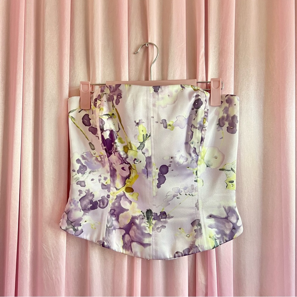 Cache Lilac Rhinestone Corset Sz 8